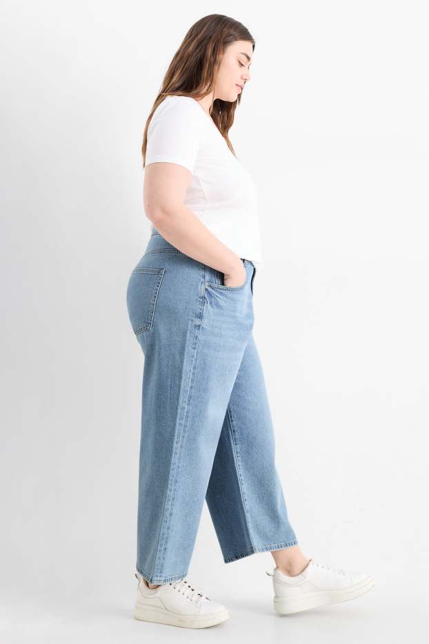 Femei - Wide leg jeans - talie înaltă - denim-albastru deschis