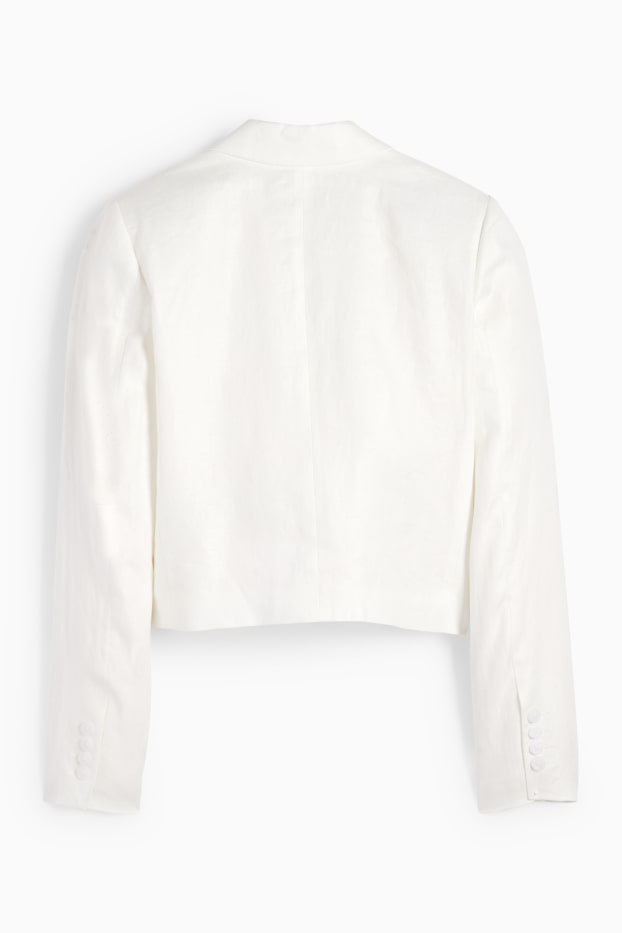 Femei - Blazer crop din in - regular fit - alb-crem
