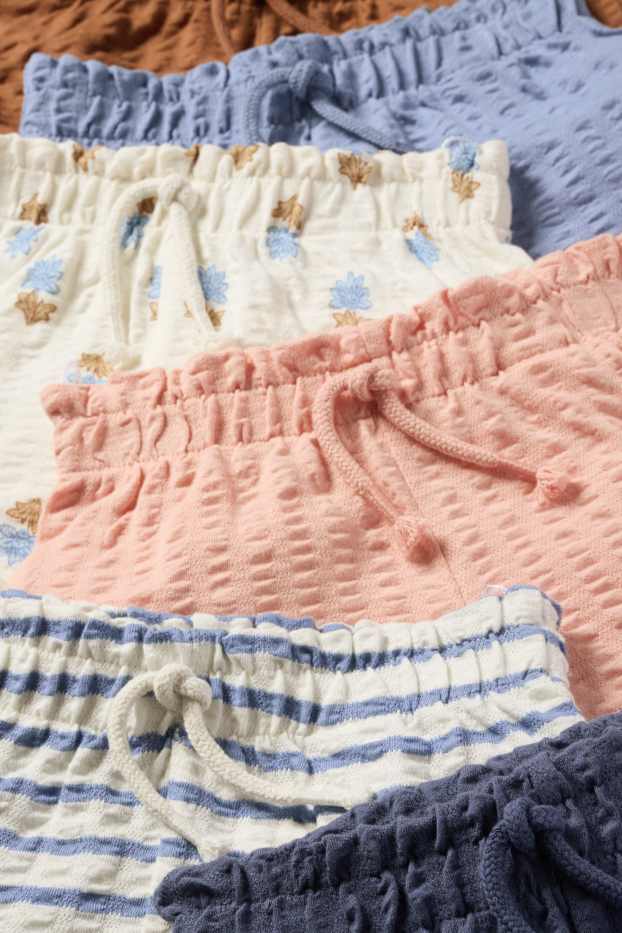 Copii - Fete - Multipack 6 perechi - floare - pantaloni scurți - structurați - maro