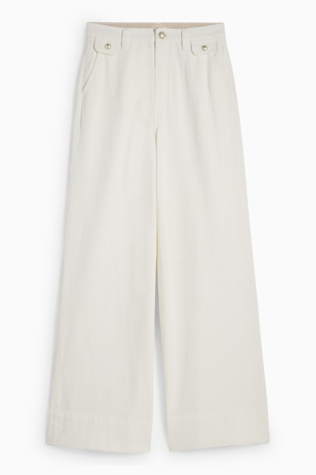 Femei - Wide leg jeans - talie medie - alb