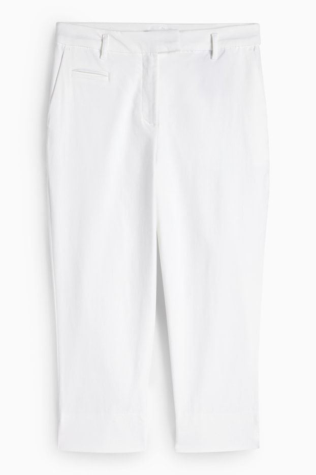 Femei - Pantaloni capri - talie medie - slim fit - alb