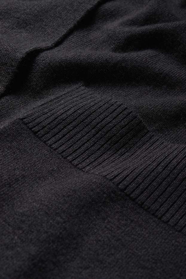 Femei - Cardigan tricotat lung - negru