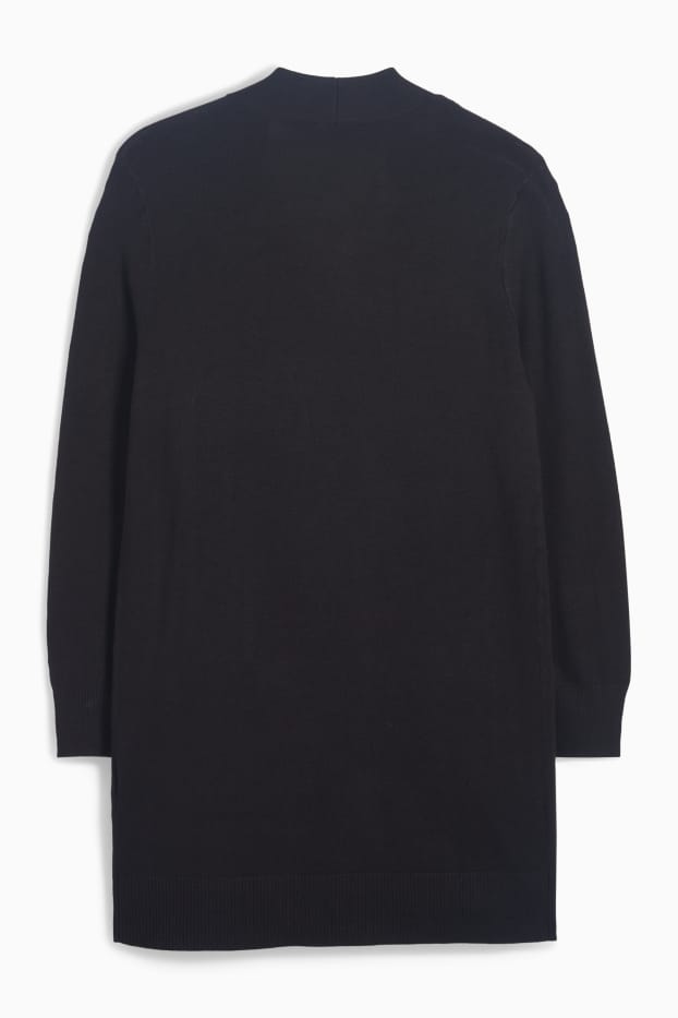 Femei - Cardigan tricotat lung - negru