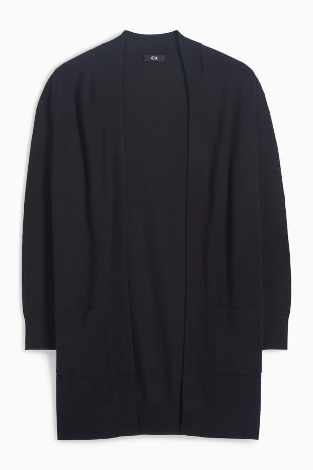 Femei - Cardigan tricotat lung - negru