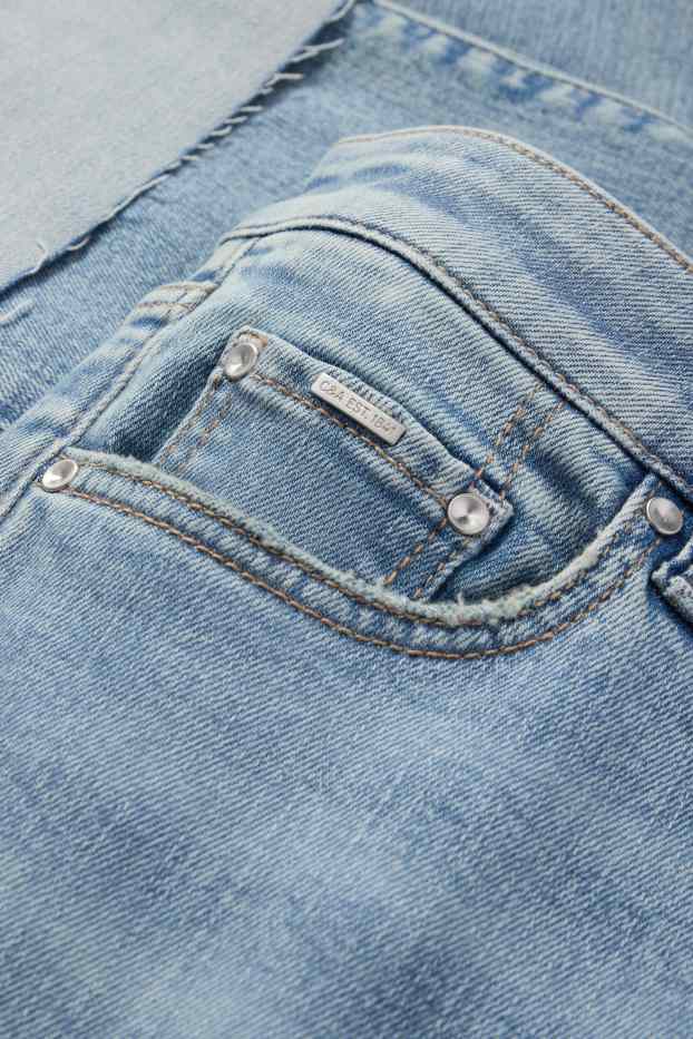 Femei - Crop straight jeans - talie medie - LYCRA® - denim-albastru deschis