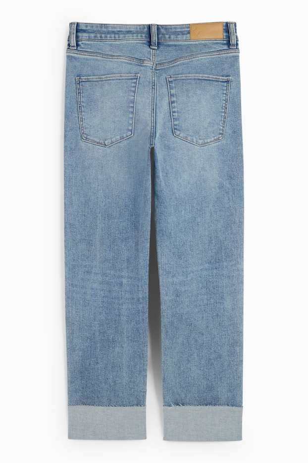 Femei - Crop straight jeans - talie medie - LYCRA® - denim-albastru deschis