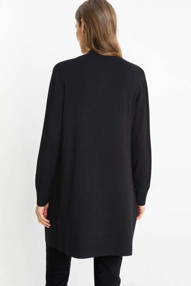 Femei - Cardigan tricotat lung - negru