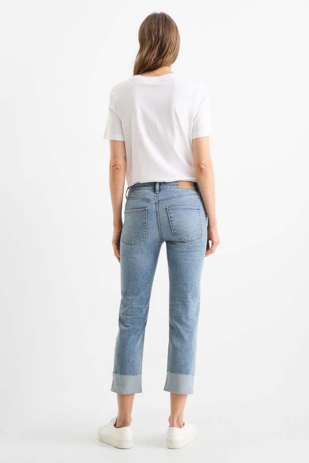 Femei - Crop straight jeans - talie medie - LYCRA® - denim-albastru deschis