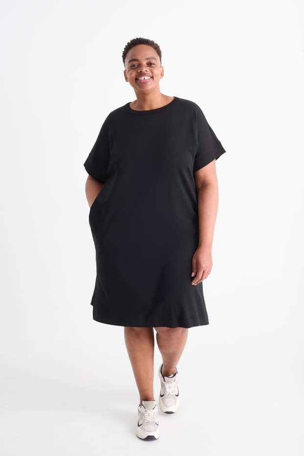 Damen - T-Shirt-Kleid - schwarz