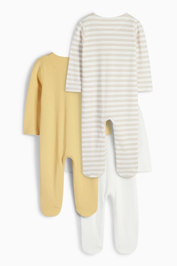 Unisex - Multipack 3 buc. - girafă și leu - pijama salopetă bebeluși - alb-crem