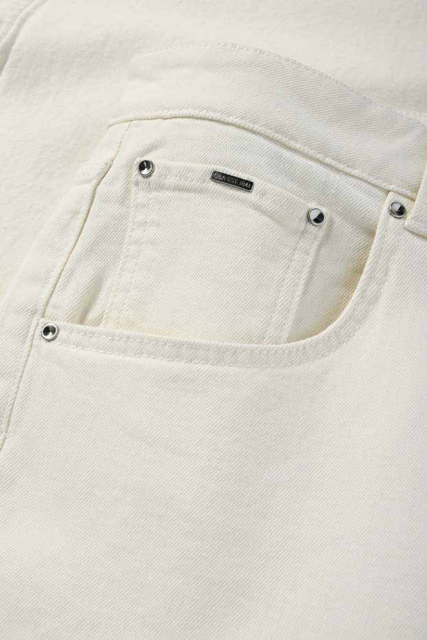 Femei - Wide leg jeans - talie înaltă - alb