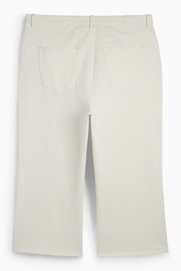 Femei - Wide leg jeans - talie înaltă - alb