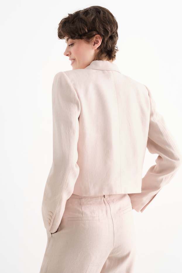 Femei - Blazer crop din in - regular fit - roz
