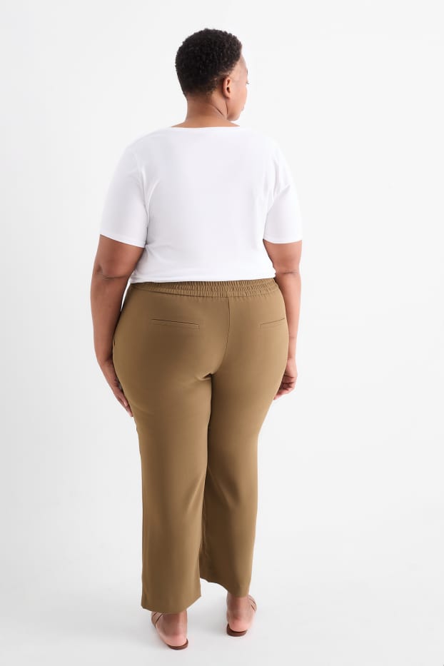Femei - Pantaloni de stofă - talie medie - tapered fit - kaki
