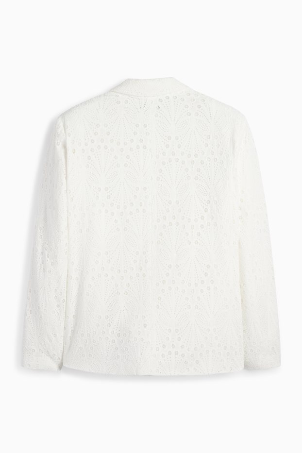 Femei - Blazer - regular fit - broderie englezească - alb-crem