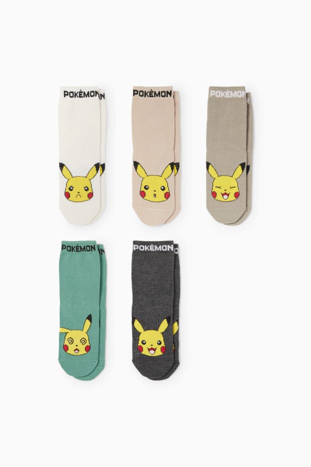 Copii - Băieți - Multipack 5 perechi - Pokémon - Pikachu - șosete cu motive - bej
