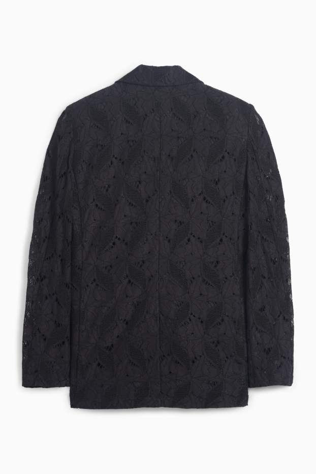 Femei - Blazer lung din dantelă - relaxed fit - negru