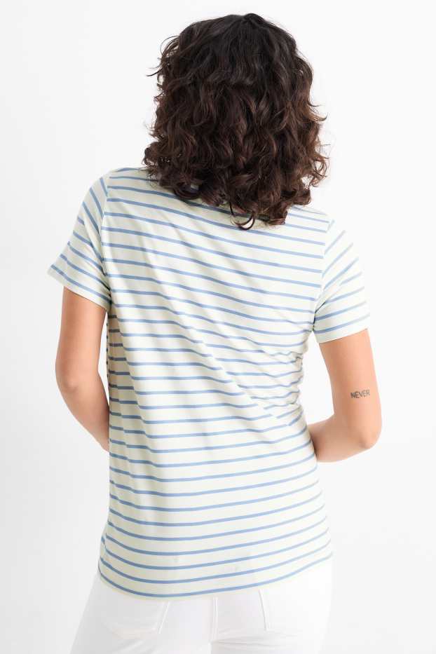 Femei - Tricou pentru alăptare - cu dungi - alb / albastru deschis