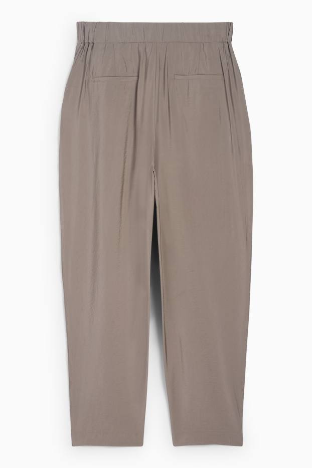 Femei - Pantaloni office - talie înaltă - loose fit - gri