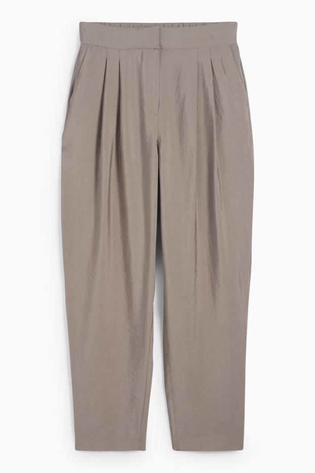 Femei - Pantaloni office - talie înaltă - loose fit - gri