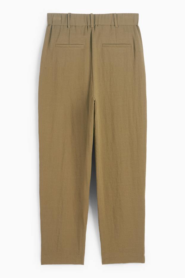 Femei - Pantaloni office - talie înaltă - loose fit - verde