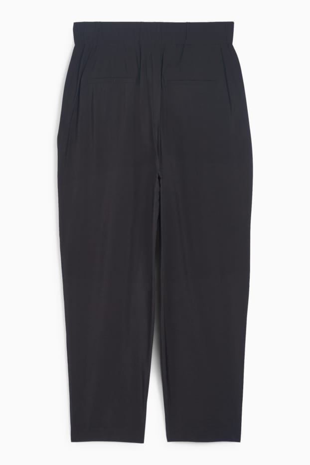 Femei - Pantaloni office - talie înaltă - loose fit - negru