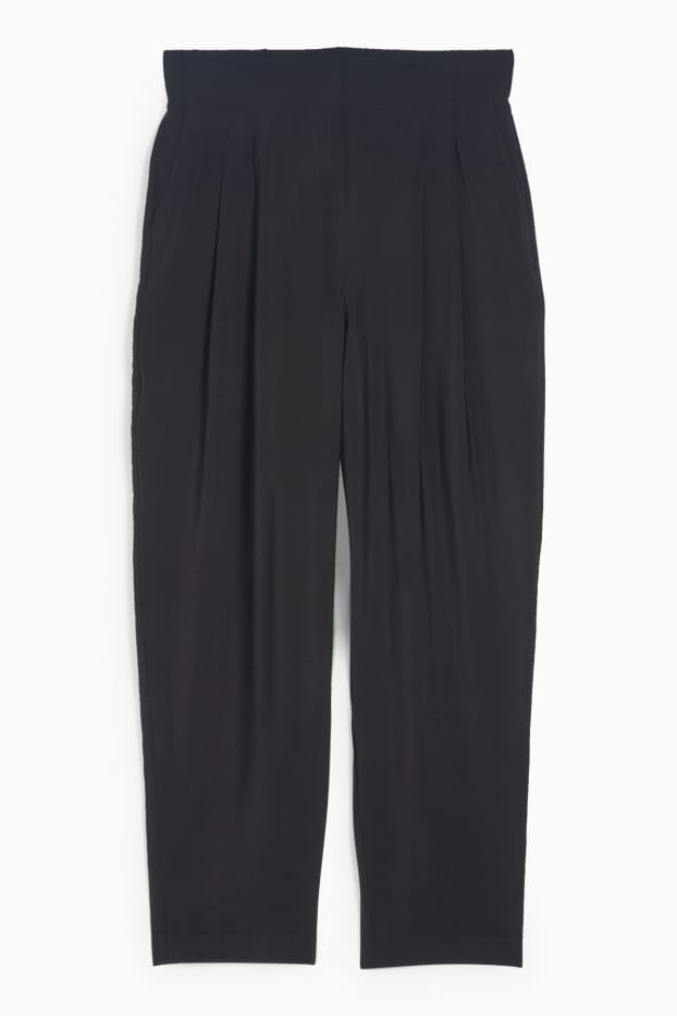 Femei - Pantaloni office - talie înaltă - loose fit - negru