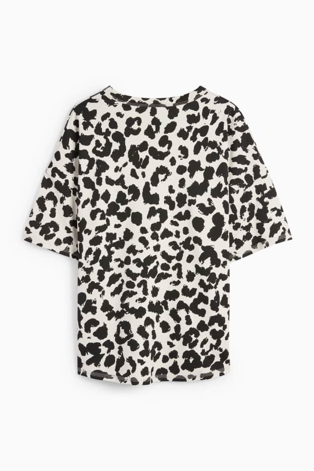 Femei - Tricou - supradimensionat - imprimeu de leopard - negru / nej