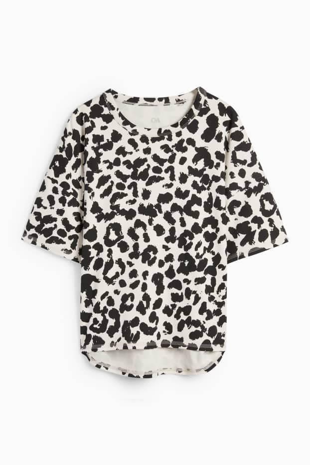 Femei - Tricou - supradimensionat - imprimeu de leopard - negru / nej