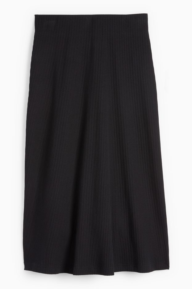 Femei - Fustă din tricot - reiată - negru
