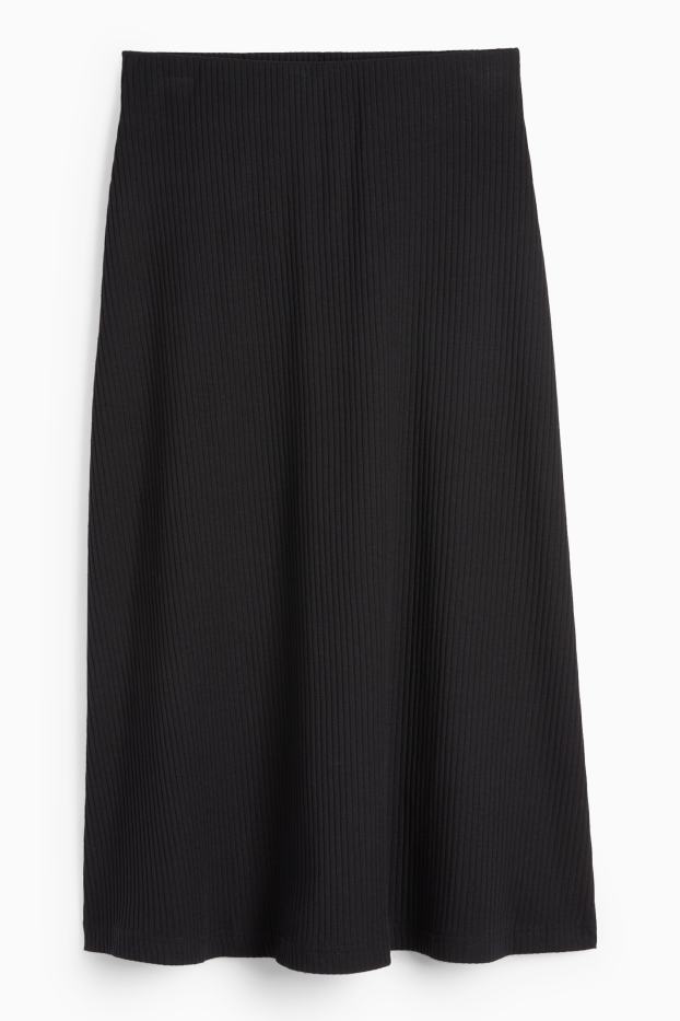 Femei - Fustă din tricot - reiată - negru