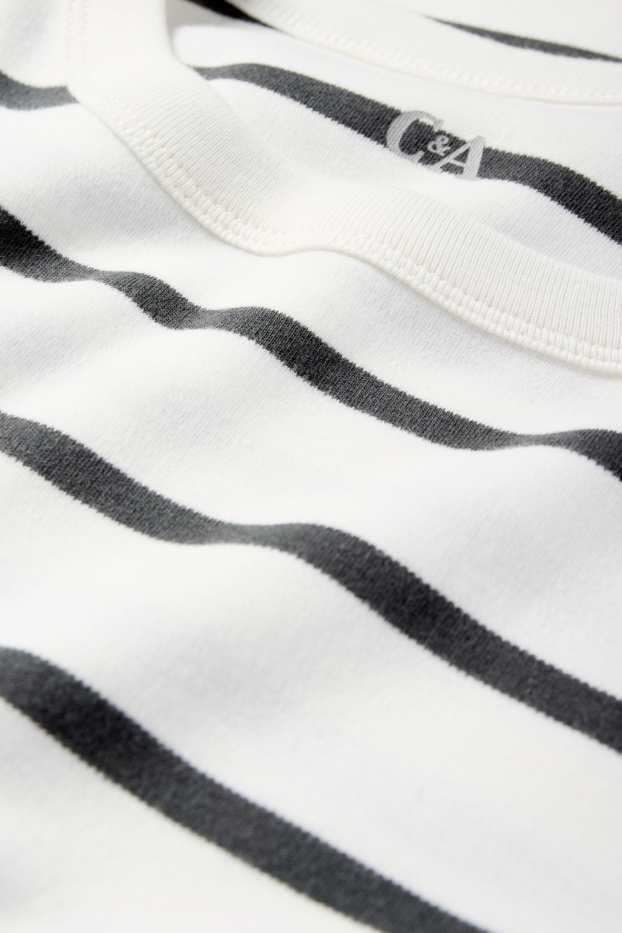Femei - Tricou - supradimensionat - cu dungi - alb / negru