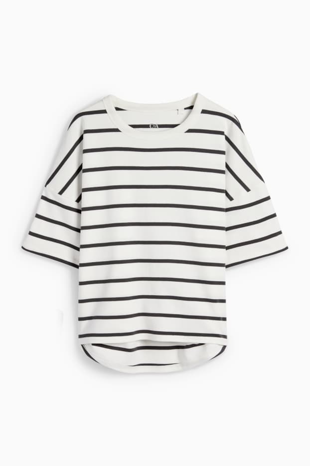 Femei - Tricou - supradimensionat - cu dungi - alb / negru
