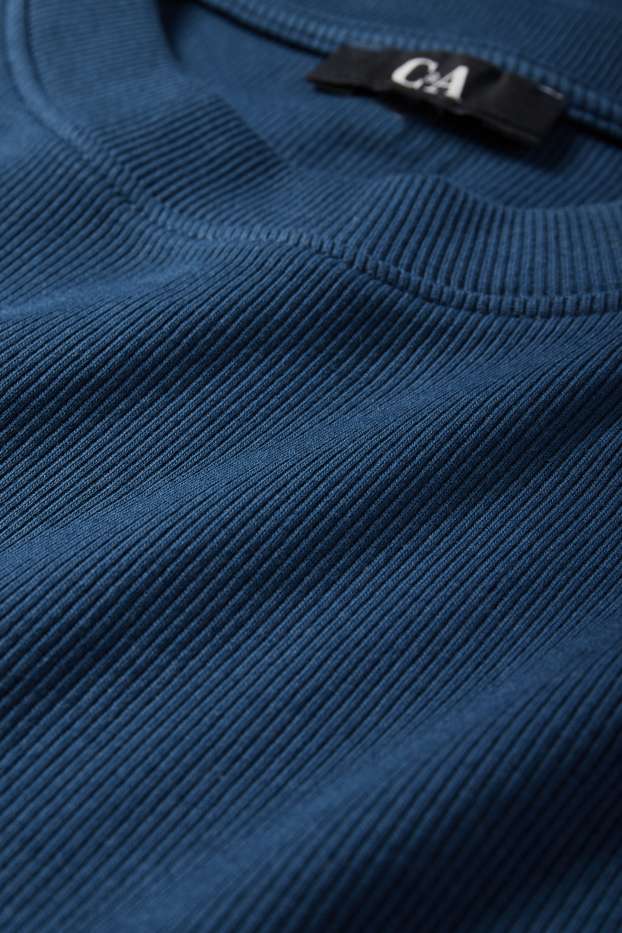 Femei - Rochie-tricou - reiată - albastru închis