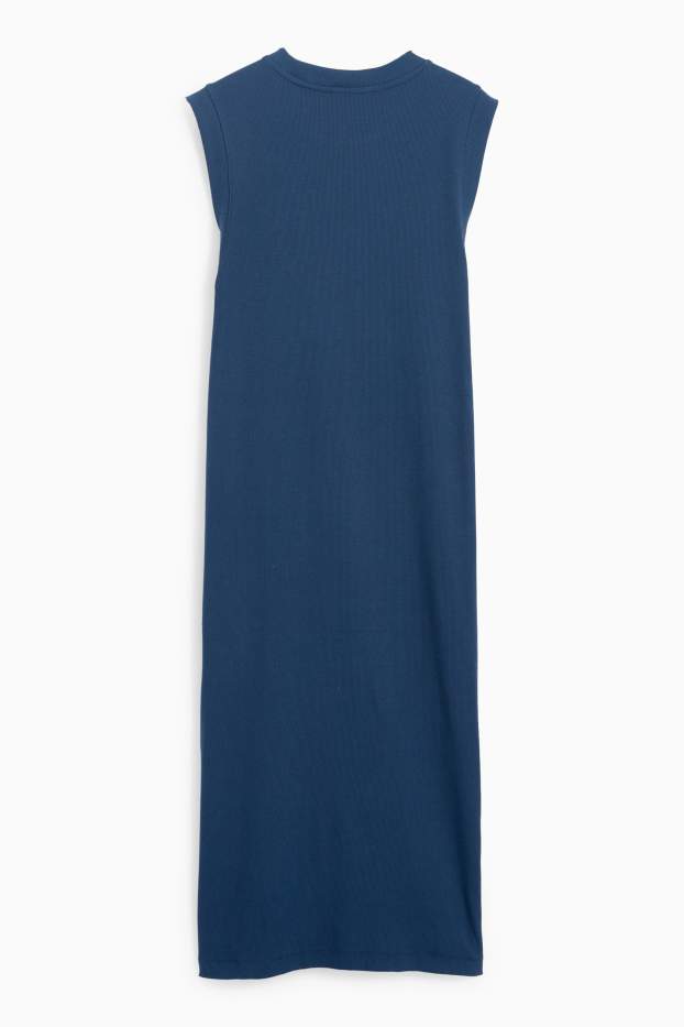 Femei - Rochie-tricou - reiată - albastru închis