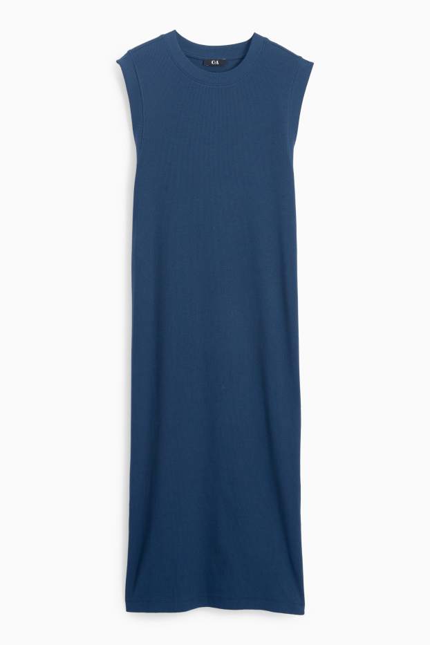 Femei - Rochie-tricou - reiată - albastru închis