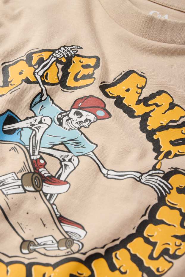 Copii - Băieți - Schelet skater - tricou cu mânecă scurtă - bej