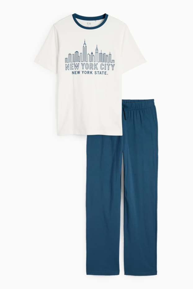 Copii - Băieți - New York City - pijama - 2 piese - albastru închis / alb-crem