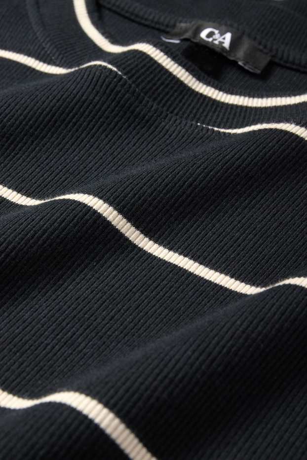 Femei - Rochie-tricou - reiată - cu dungi - negru / nej