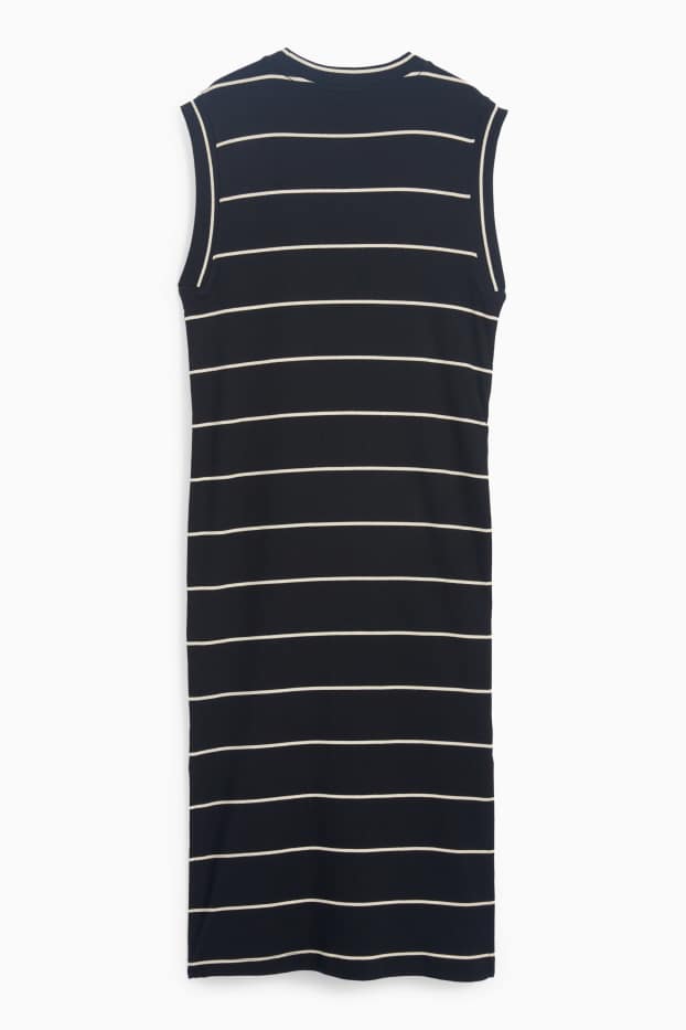 Femei - Rochie-tricou - reiată - cu dungi - negru / nej