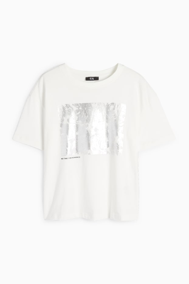 Femei - Tricou - regular fit - aspect lucios - alb