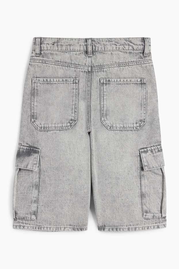 Copii - Băieți - Bermude cargo de blugi - denim-gri deschis