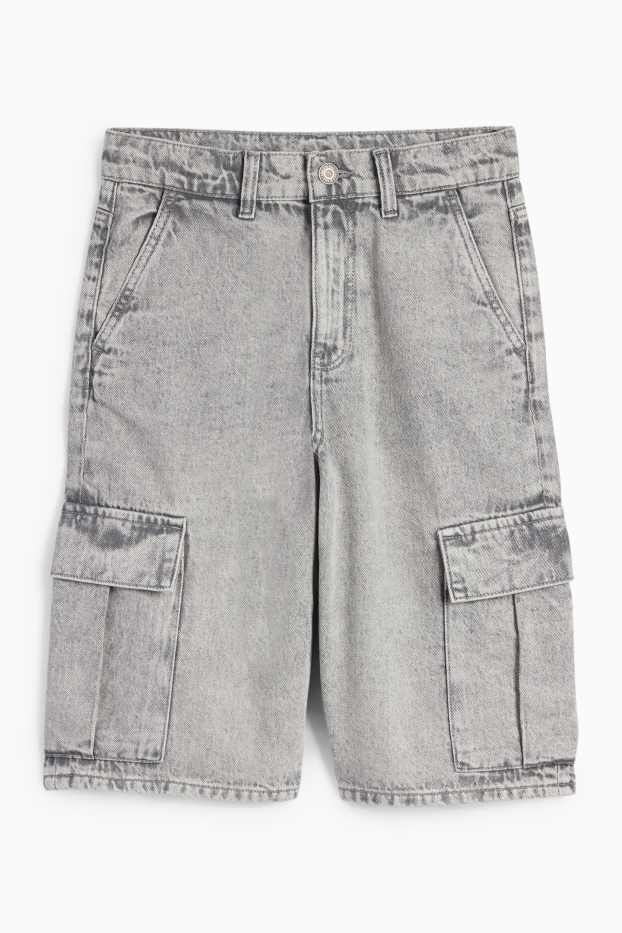 Copii - Băieți - Bermude cargo de blugi - denim-gri deschis