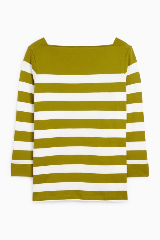 Femei - Tricou cu mânecă lungă - cu dungi - verde