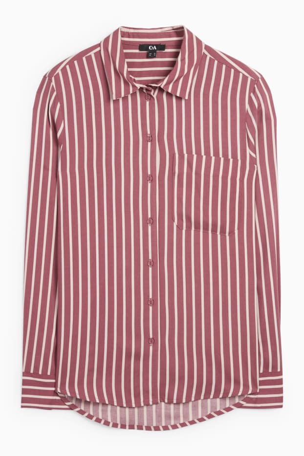 Damen - Bluse - gestreift - bordeaux