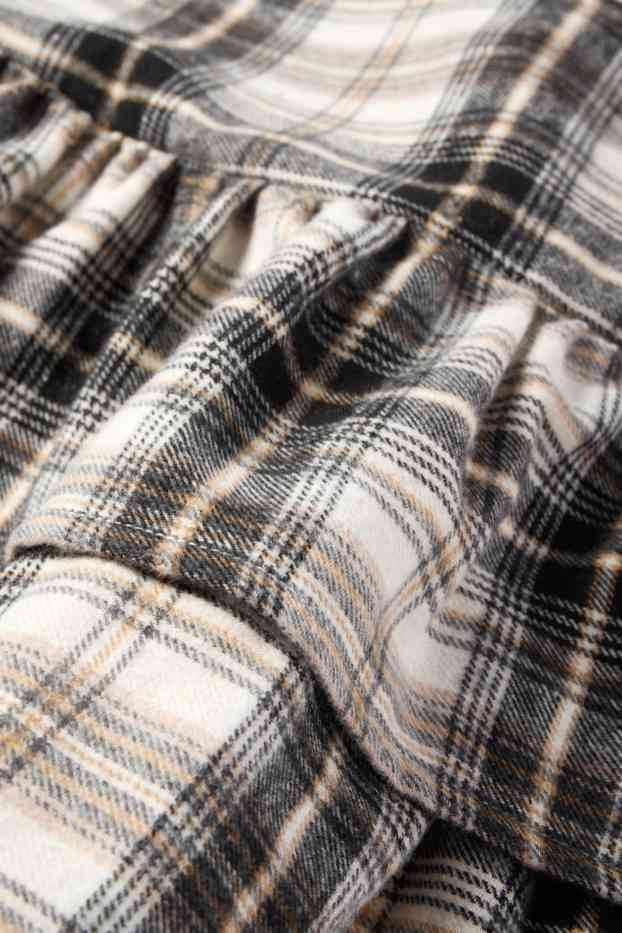 Children Girls - Flannel skirt - check - beige