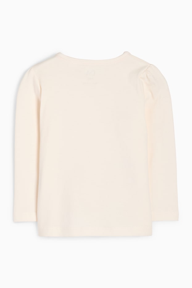 Bebeluși - fete - Soare, cireașă și floricele - tricou cu mânecă lungă bebeluși - alb-crem