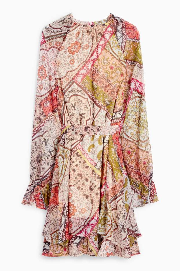 Femei - Rochie din șifon - cu model - multicolor