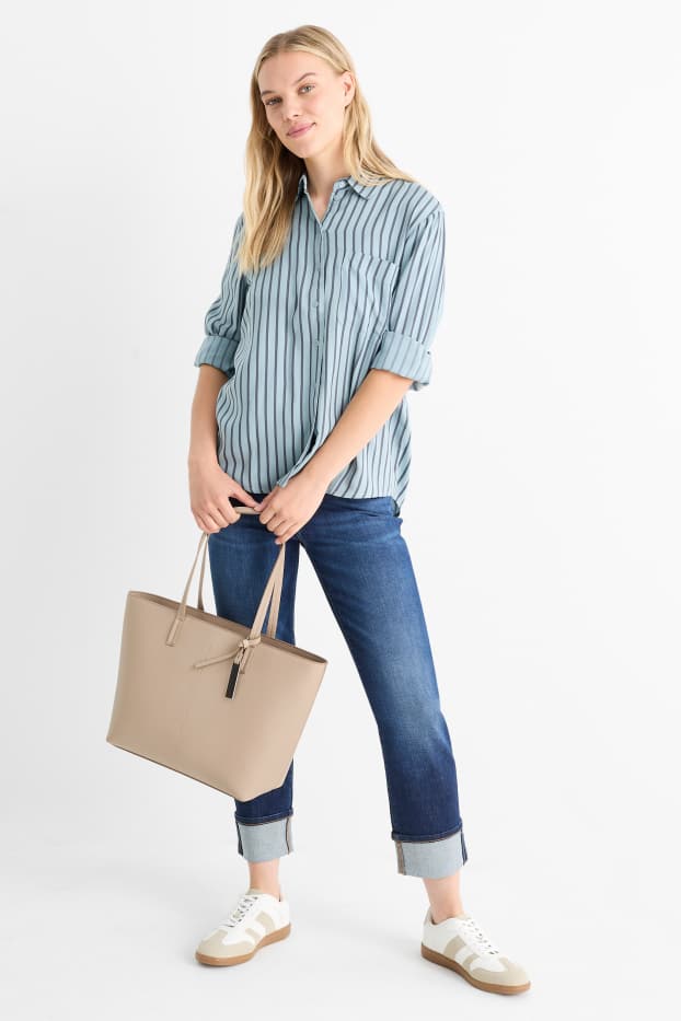Femei - Geantă shopper mare - imitație de piele - bej deschis