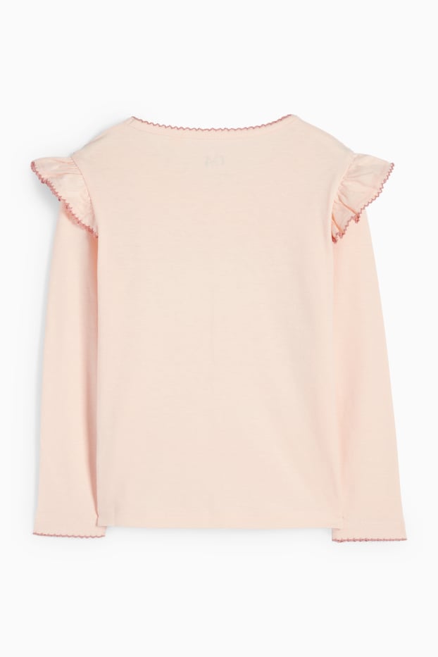 Copii - Fete - Gâscă și casă - tricou cu mânecă lungă - aspect lucios - roz